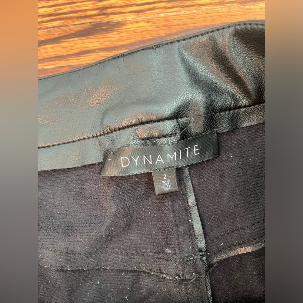 DYNAMITE leather straight leg pants in size 2 - Picture 4 of 5